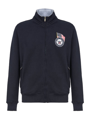 CARDIGAN IN FELPA CON ZIP NAVY